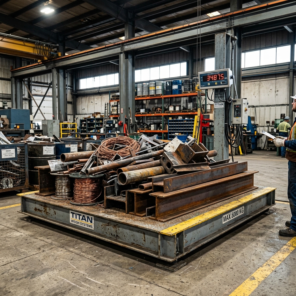 Digital weighing process at Lalji Pandey — transparent on-spot weighing of scrap materials